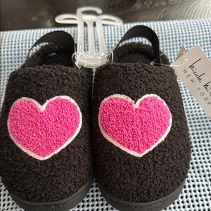 Kids Black Heart Slippers by Nicole Miller